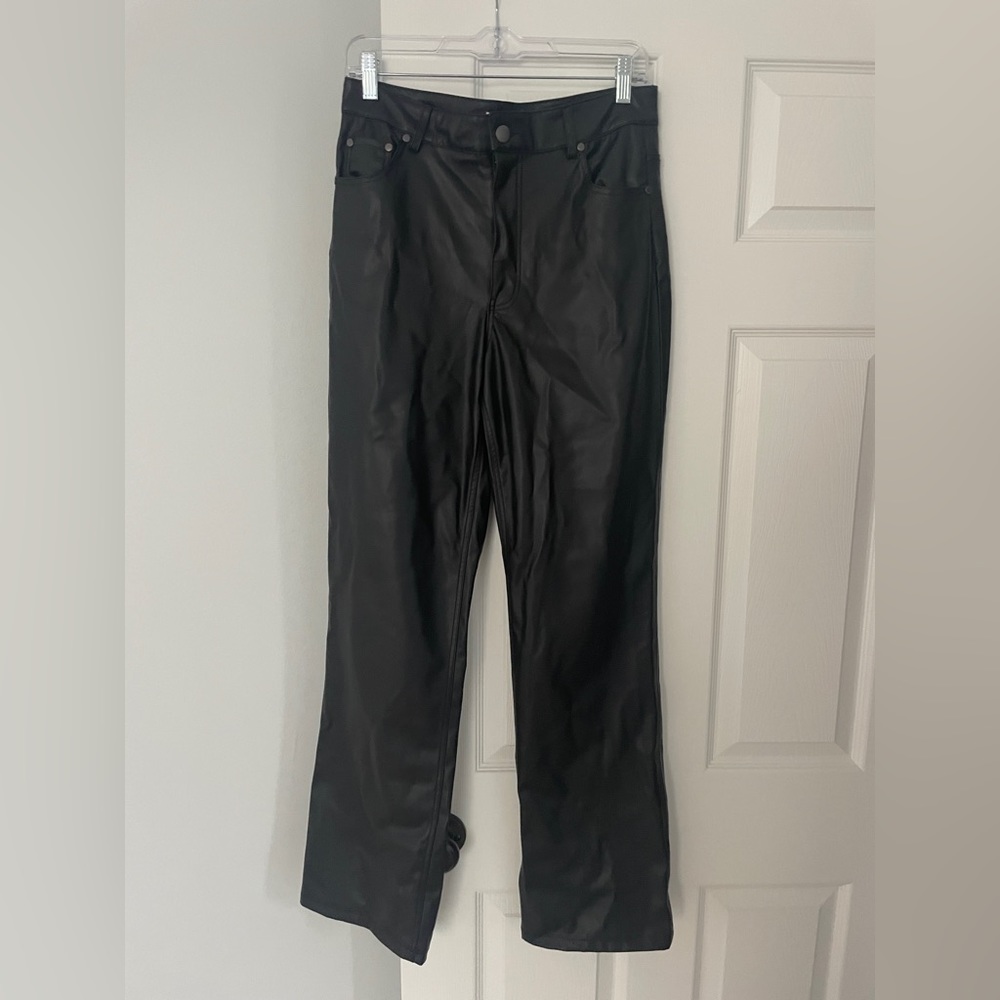 Zara wide leg faux leather pants size 8